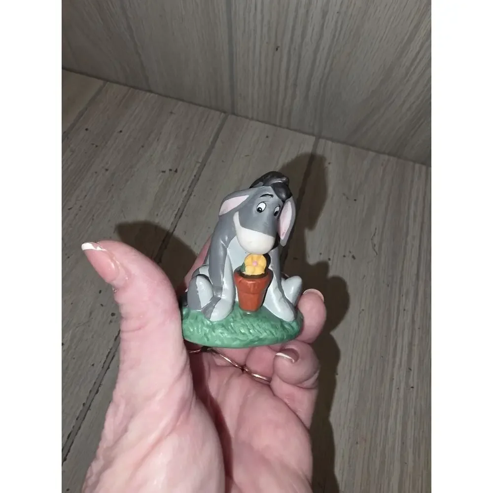 Vintage Disney Porcelain Eeyore Figurine With Flower Pot Miniature Cottagecore
